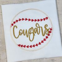 PD Cougars Baseball Embroidery Design File Pocket Tee 